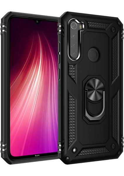 Xiaomi Redmi Note 8 Yüzüklü Standlı Vega Kılıf + Nano Ekran Koruyucu