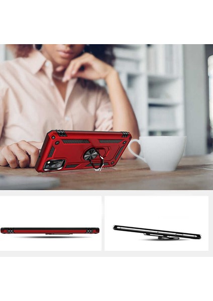 Samsung Galaxy A41 Yüzüklü Standlı Vega Kılıf + Nano Ekran Koruyucu modelleri