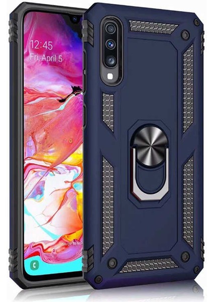 Samsung Galaxy A70 Yüzüklü Standlı Vega Kılıf + Nano Ekran Koruyucu