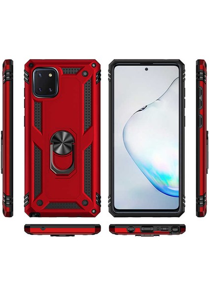 Samsung Galaxy Note 10 Lite Yüzüklü Standlı Vega Kılıf + Nano Ekran Koruyucu fırsatları