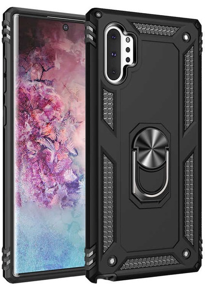 Samsung Galaxy Note 10 Plus Yüzüklü Standlı Vega Kılıf + Nano Ekran Koruyucu