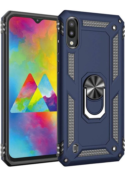 Samsung Galaxy M10 Yüzüklü Standlı Vega Kılıf + Nano Ekran Koruyucu