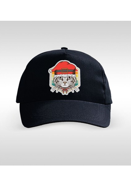 Gift Kedi Tasarımlı Siyah Şapka-1