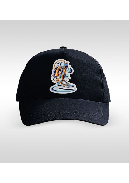 Gift Astronot Tasarımlı Siyah Şapka-1