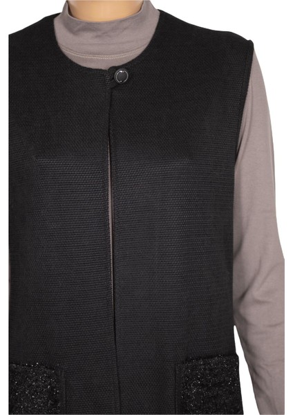 Kadın Naz Şönil Cep Kombinli Siyah Yelek fiyatları