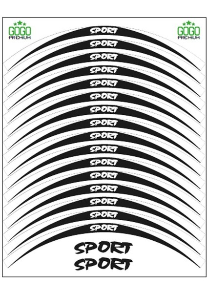 SEVENKARDEŞLER Sevenkardeşler Beyaz Siyah Sport Reflektörlü 1 Set Jant Şeridi