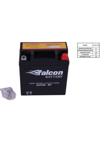 Akü 12-V 5 Ahr (12n5l-Bs) Kuru Akü (Cub-Ybr) Orijinal