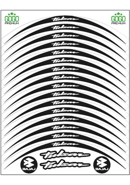 Bajaj Bajaj Beyaz Siyah Pulsar Uyumlu Reflektörlü 1 Set Jant Şeridi