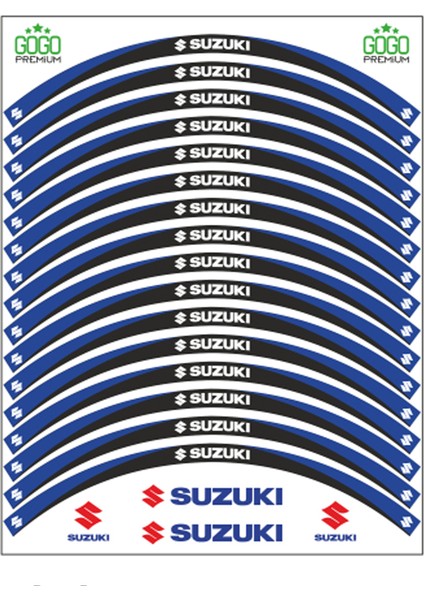 Mavi Siyah Suzukı Uyumlu Reflektörlü Jant Şeridi