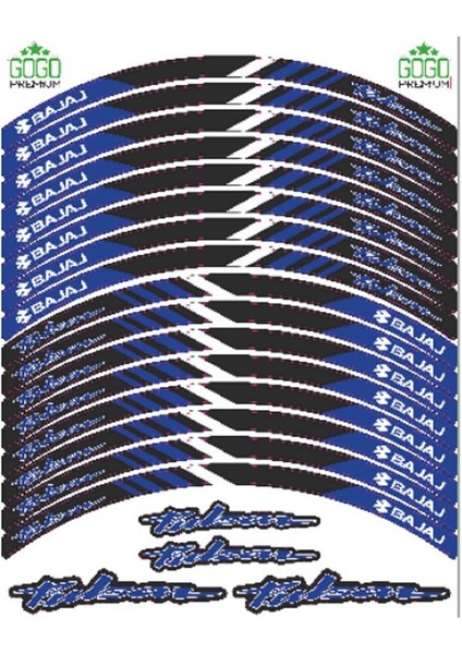 Bajaj Reflektör Mavi Baskı Bajaj Pulsar Uyumlu Jant Şeridi