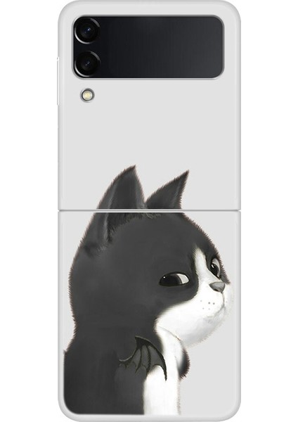 Samsung Galaxy Z Flip 3 Boyalı Karikatür Şeytan Kedi Desen Sert Pc Koruma Telefon Kılıfı Kapağı (Yurt Dışından)
