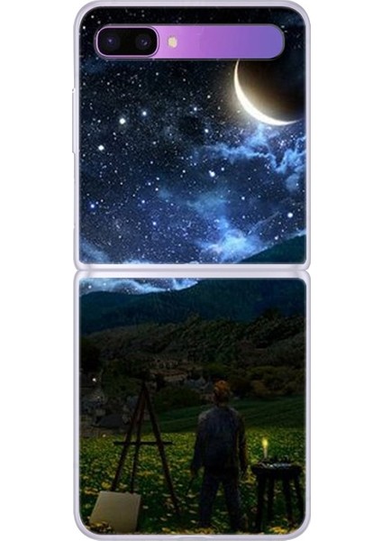 Samsung Galaxy Z Flip Boyalı Malikane Gece Gökyüzü Deseni Sert Pc Koruma Telefon Kılıfı Kapağı (Yurt Dışından)