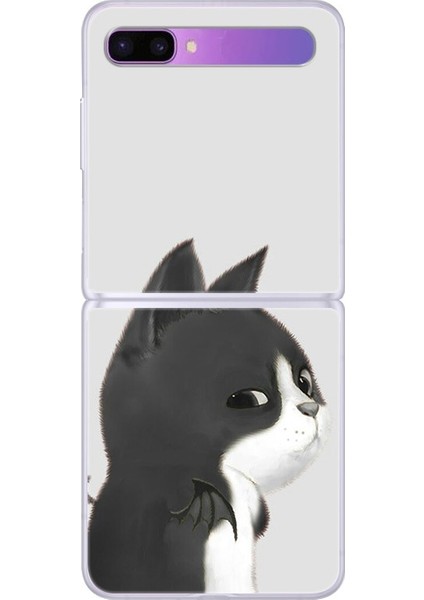 Samsung Galaxy Z Flip Boyalı Karikatür Şeytan Kedi Desen Sert Pc Koruma Telefon Kılıfı Kapağı (Yurt Dışından)