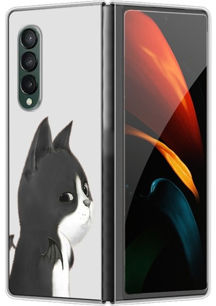Samsung Galaxy Z Fold 3 Boyalı Karikatür Şeytan Kedi Desen Sert Pc Koruma Telefon Kılıfı Kapağı (Yurt Dışından)