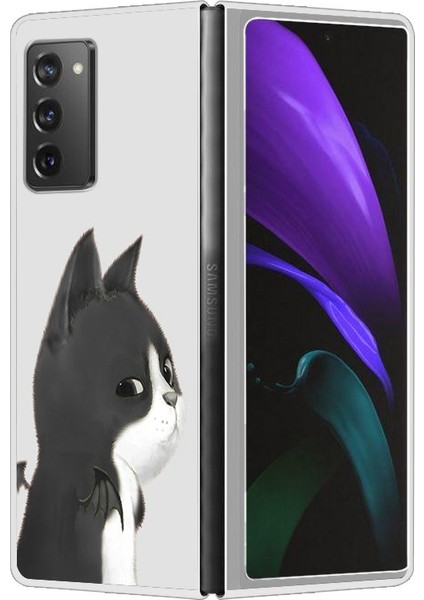 Samsung Galaxy Z Fold 2 Boyalı Karikatür Şeytan Kedi Desen Sert Pc Koruma Telefon Kılıfı Kapağı (Yurt Dışından)