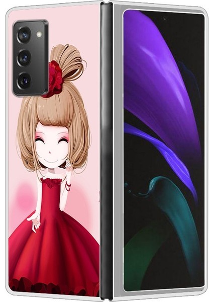 Samsung Galaxy Z Fold 2 Için Karikatür Küçük Kız Desenli Sert Pc Koruma Kapaklı Telefon Kılıfı (Yurt Dışından)