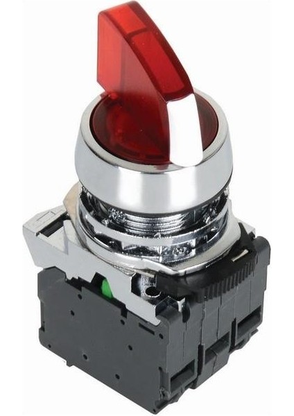 ISM-BK134B5 24V Metal Kırmızı Işıklı Mandal Buton 1-0-2