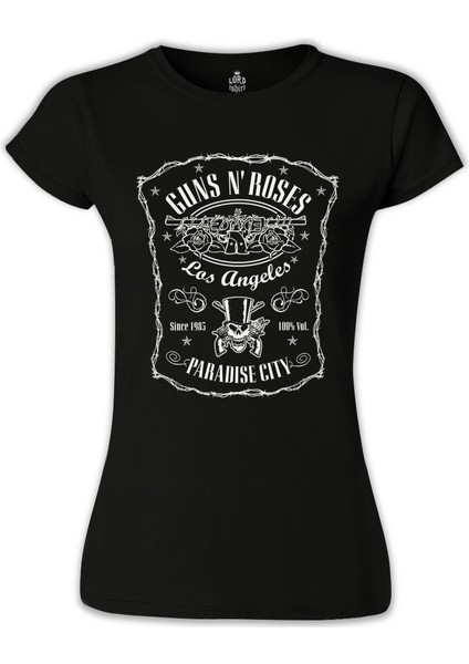 Llord T-Shirt Llordd T-Shirt Guns N' Roses - Paradise City Siyah Kadın T-Shirt
