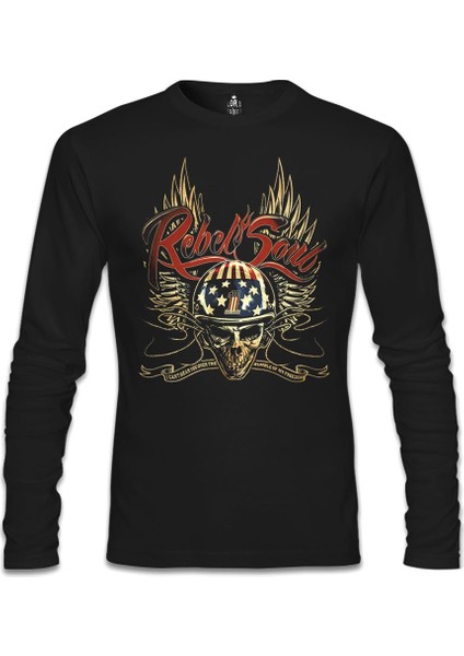 Llord T-Shirt Llordd T-Shirt Motosiklet - Rebel Siyah Erkek SweaT-Shirt