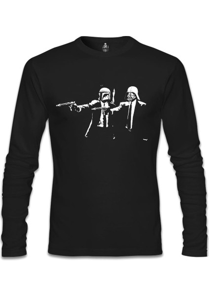 Llord T-Shirt Llordd T-Shirt Star Wars & Pulp Fiction Siyah Erkek SweaT-Shirt
