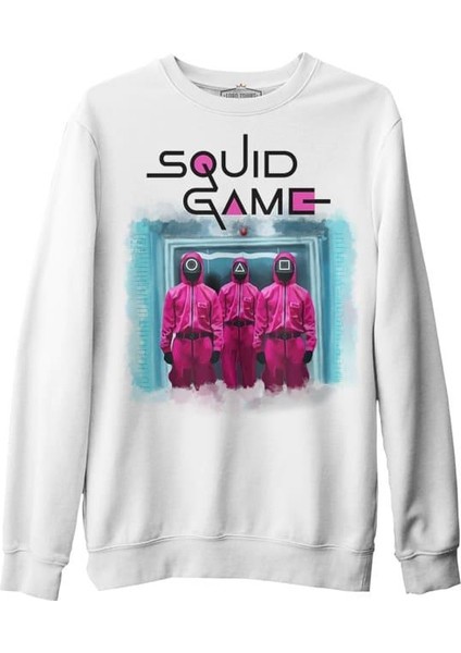 Llord T-Shirt Llordd T-Shirt Squid Game - Geçit Beyaz Erkek Kalın SweaT-Shirt