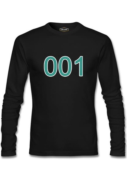 Llord T-Shirt Llordd T-Shirt Squid Game-Number 001 Siyah Erkek SweaT-Shirt