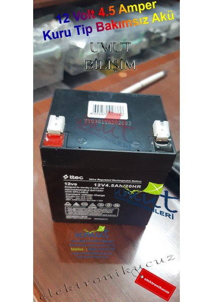 Hhm - Kuru Bakımsız Akü 12 Volt 4.5 Amper Dik Akü Ttec 12V 4.5AH Bakımsız Kuru Akü - 4.5AH 12V Batarya Dik