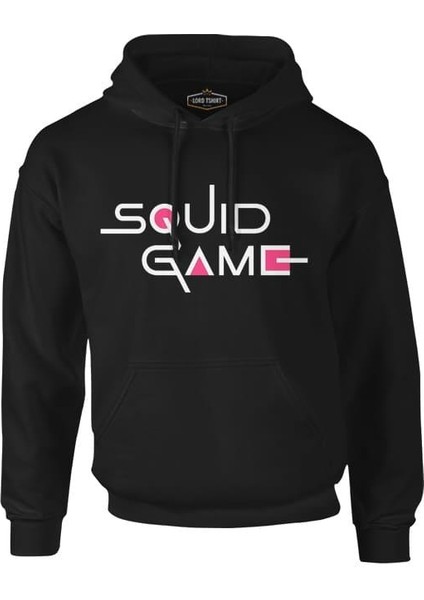 Llord T-Shirt Llordd T-Shirt Squid Game-Logo Siyah Erkek Fermuarsız Kapüşonlu