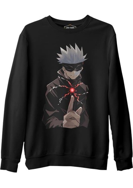 Llord T-Shirt Llordd T-Shirt Naruto Gojo Saturo Siyah Erkek Kalın SweaT-Shirt