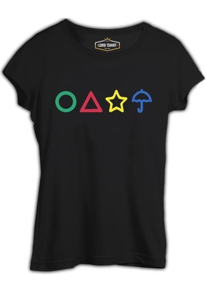 Llord T-Shirt Llordd T-Shirt Squid Game -Candy Colours Siyah Kadın T-Shirt