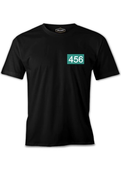 Llord T-Shirt Llordd T-Shirt Squid Game-Number 456 Göğüs Logo Siyah Erkek T-Shirt
