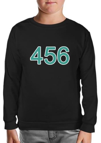 Llord T-Shirt Llordd T-Shirt Squid Game-Number 456 Siyah Çocuk SweaT-Shirt