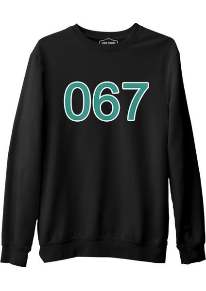 Llord T-Shirt Llordd T-Shirt Squid Game-Number 067 Siyah Erkek Kalın SweaT-Shirt