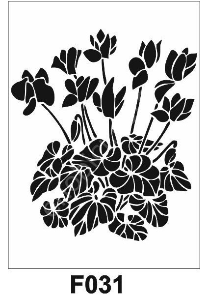 F-031 Çiçek Desen Stencil Şablon 25 x 25 cm
