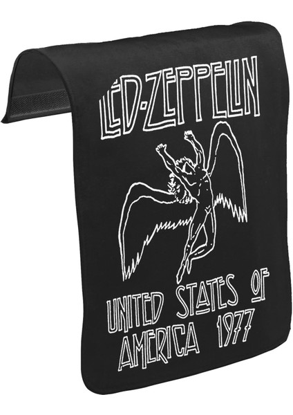 T-Shirt T-Shirt LED Zeppelin - 1977 Unisex Siyah Tak-Çıkar Postacı Çanta Kapağı CK-233