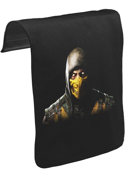 T-Shirt T-Shirt Mortal Combat - Scorpion Unisex Siyah Tak-Çıkar Postacı Çanta Kapağı CK-368