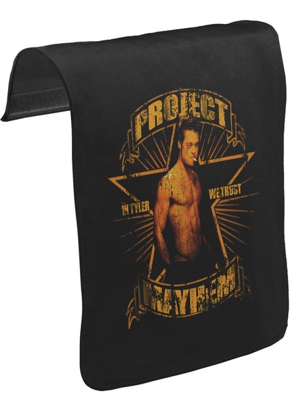 T-Shirt T-Shirt Fight Club - Project Mayhem Unisex Siyah Tak-Çıkar Postacı Çanta Kapağı CK-439