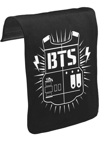 T-Shirt T-Shirt Bts - Logo Unisex Siyah Tak-Çıkar Postacı Çanta Kapağı CK-807