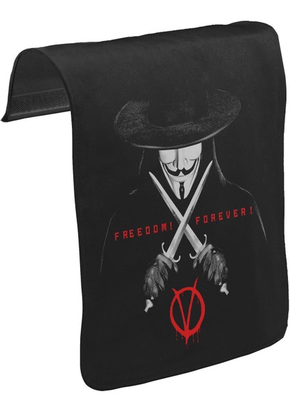 T-Shirt T-Shirt V For Vendetta - Freedom Unisex Siyah Tak-Çıkar Postacı Çanta Kapağı CK-488
