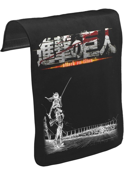 T-Shirt T-Shirt Attack On Titan Unisex Siyah Tak-Çıkar Postacı Çanta Kapağı CK-914