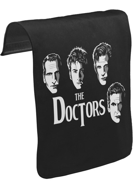 T-Shirt T-Shirt Doctor Who - The Doctors Unisex Siyah Tak-Çıkar Postacı Çanta Kapağı CK-529
