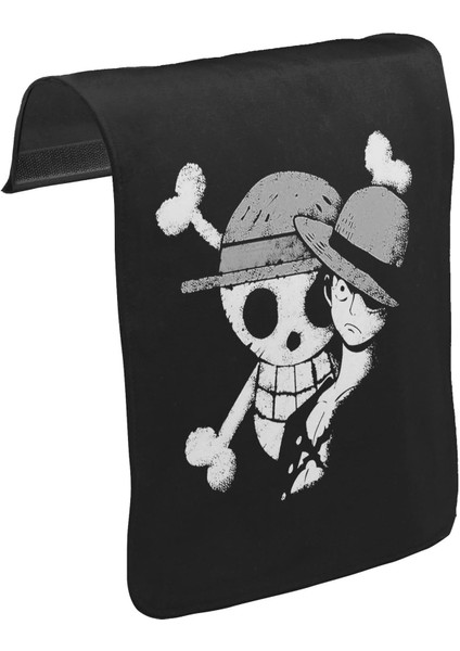 T-Shirt T-Shirt One Piece - Luffy Straw Hat Iv Unisex Siyah Tak-Çıkar Postacı Çanta Kapağı CK-1079