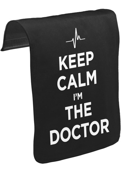 T-Shirt T-Shirt Keep Calm I Am The Doctor Unisex Siyah Tak-Çıkar Postacı Çanta Kapağı CK-1522