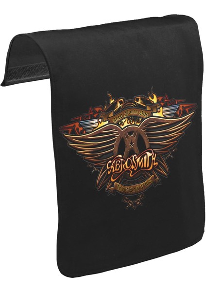 T-Shirt T-Shirt Aerosmith Unisex Siyah Tak-Çıkar Postacı Çanta Kapağı Ck-6