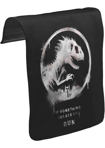 T-Shirt T-Shirt Jurassic Park - Run Unisex Siyah Tak-Çıkar Postacı Çanta Kapağı CK-1282