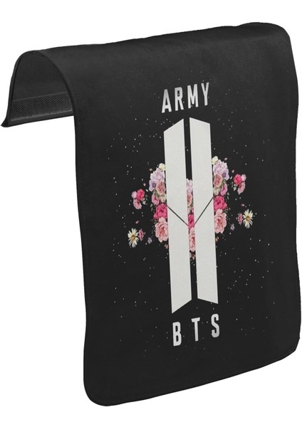 T-Shirt T-Shirt Bts - Army Logo Hit Unisex Siyah Tak-Çıkar Postacı Çanta Kapağı CK-1152