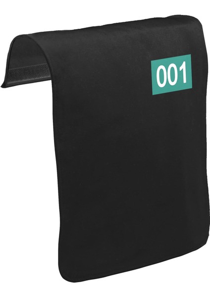 T-Shirt T-Shirt Squid Game-Number 001 Göğüs Logo Unisex Siyah Tak-Çıkar Postacı Çanta Kapağı CK-1757