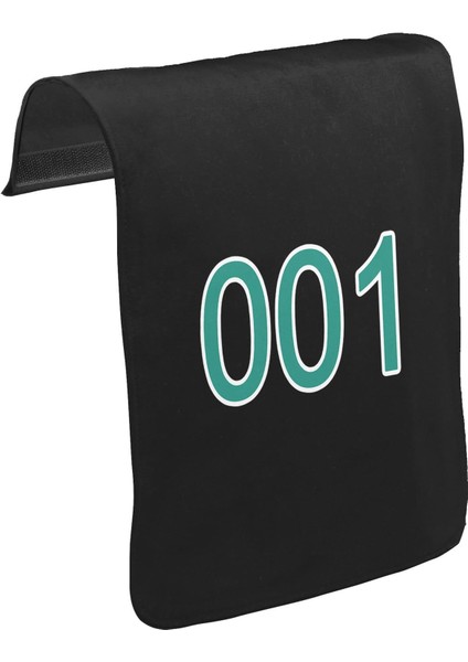T-Shirt T-Shirt Squid Game-Number 001 Unisex Siyah Tak-Çıkar Postacı Çanta Kapağı CK-1753