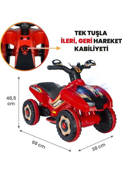 Ujtoys Uzaktan Kumandalı Akülü Atv 6V Ranger-Kırmızı