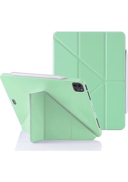 Apple iPad Pro 12.9 3. Nesil Kılıf Trifolding Arkası Silikon Smart A1876 A2014 A1895 A1983